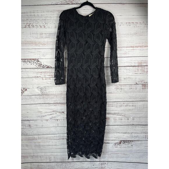 Maje Dress Size M E17 Rosane Guipure Lace & Crepe Maxi Open Back Evening Formal - Picture 2 of 10